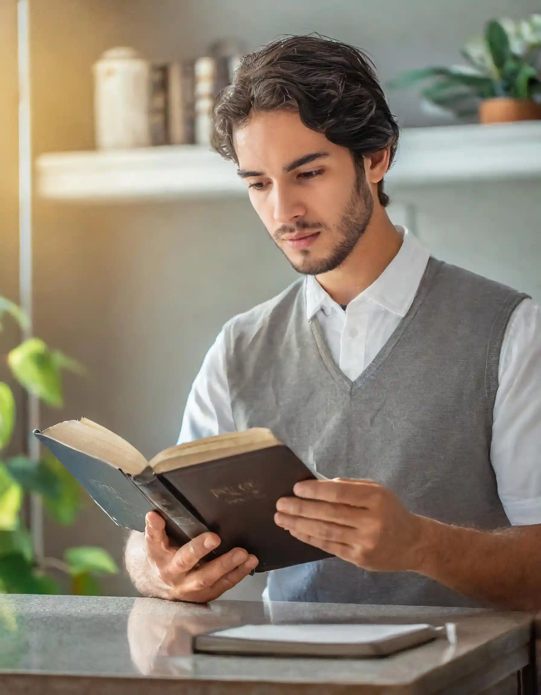 A person reading the bible doing the devocional