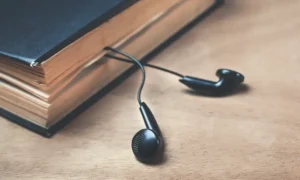 Headphone coming off from a closed bible
